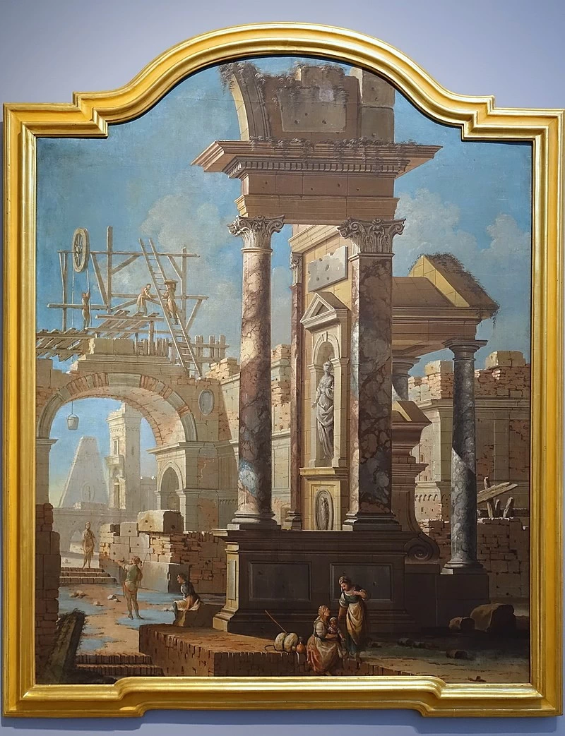 Capriccio architettonico con uomini che riparano un arco - Portland Art Museum, Oregon